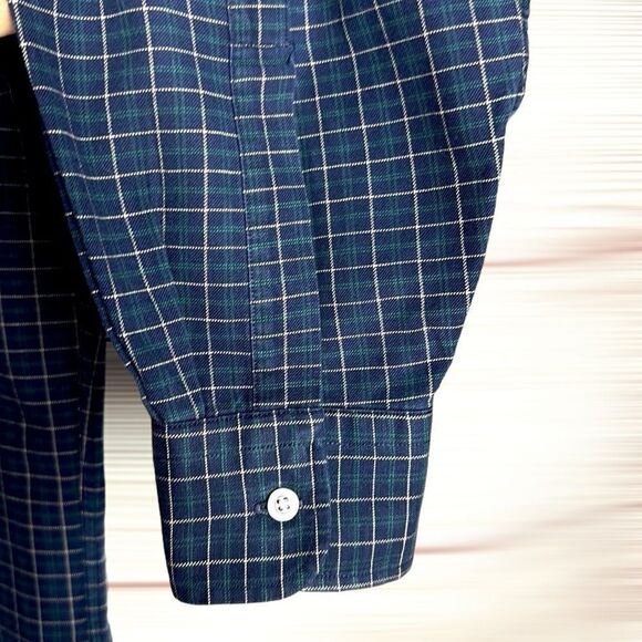 L.L. Bean Main Vintage Shirt Button Down Cotton Deep Blue Plaid 17 - 33 - Picture 4 of 10